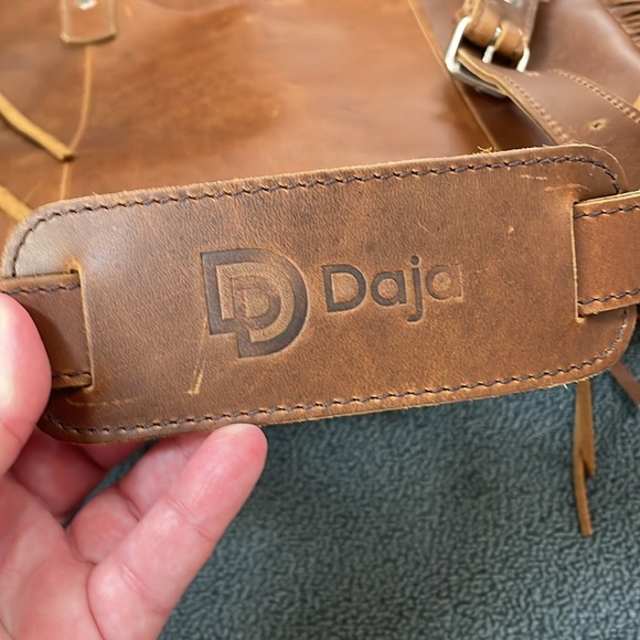 Daja Designs Brown Leather Bohemian Tote Bag with Detachable Crossover Strap - Picture 6 of 12